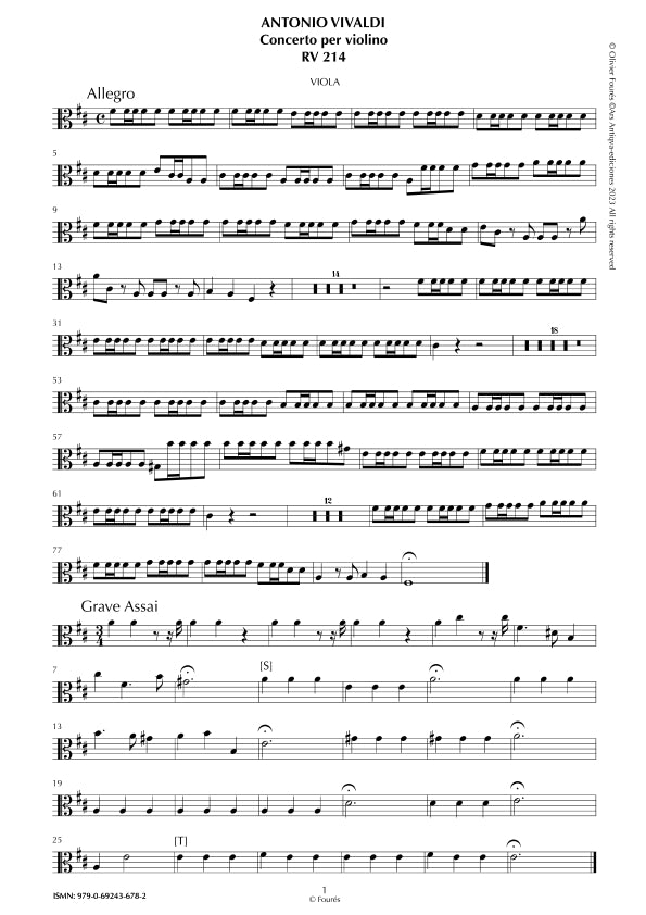 RV 214 Concerto per Violino in Re maggiore opera settima n.XII