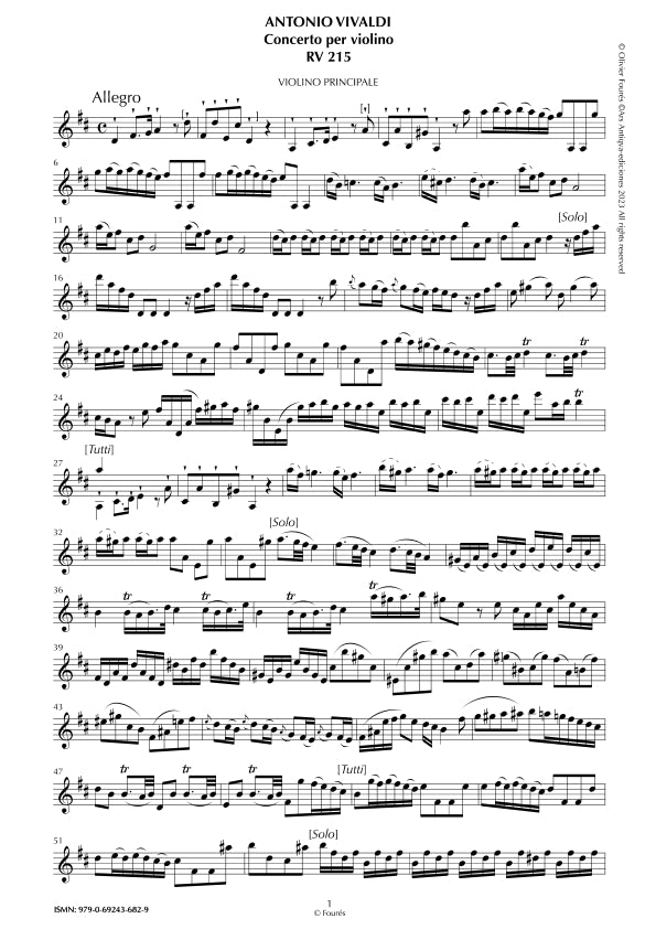 RV 215 Concerto per Violino in Re maggiore