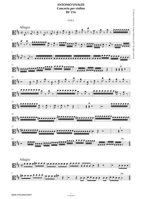 RV 216 Concerto per Violino in Re maggiore opera sesta n.IV