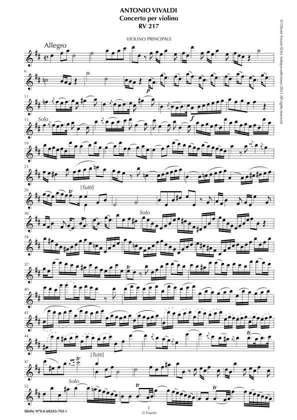 RV 217 Concerto per Violino in Re maggiore