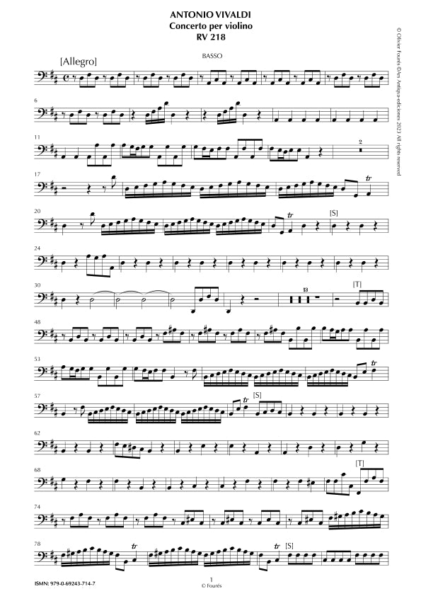 RV 218 Concerto per Violino in Re maggiore