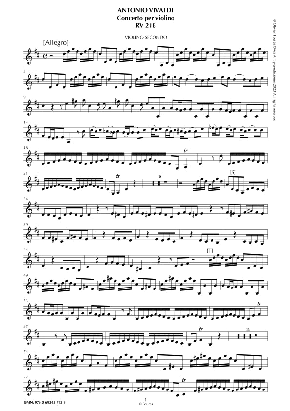RV 218 Concerto per Violino in Re maggiore