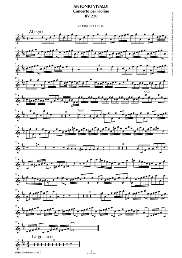 RV 220 Concerto per Violino in Re maggiore