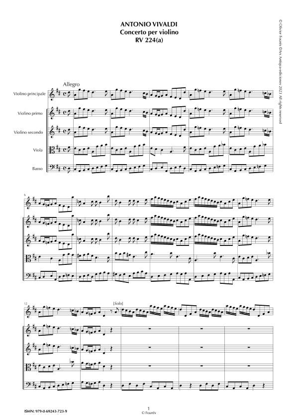RV 224 / RV 224a Concerto per Violino in Re maggiore
