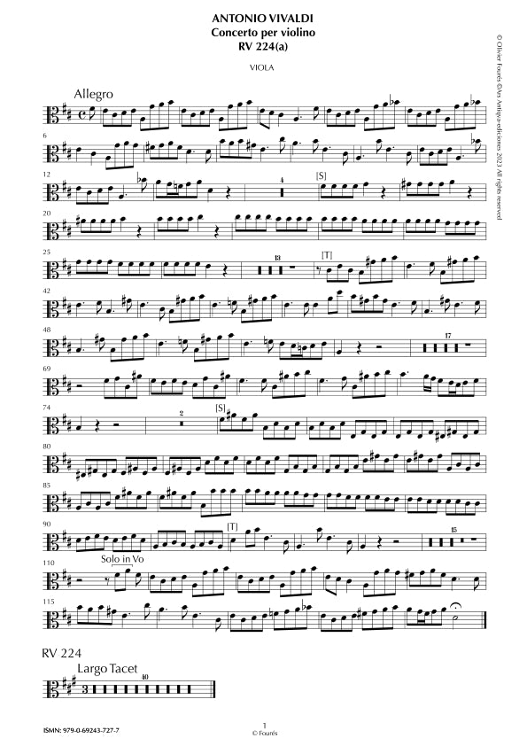 RV 224 / RV 224a Concerto per Violino in Re maggiore
