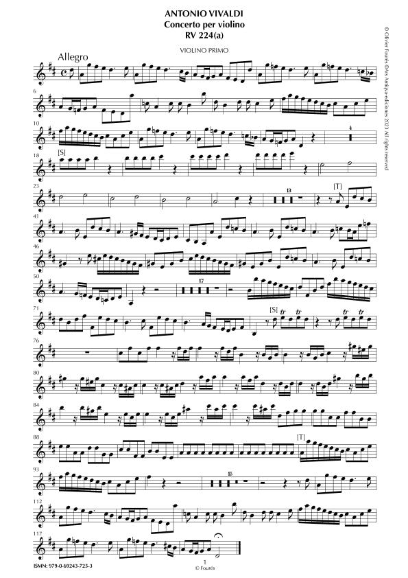 RV 224 / RV 224a Concerto per Violino in Re maggiore