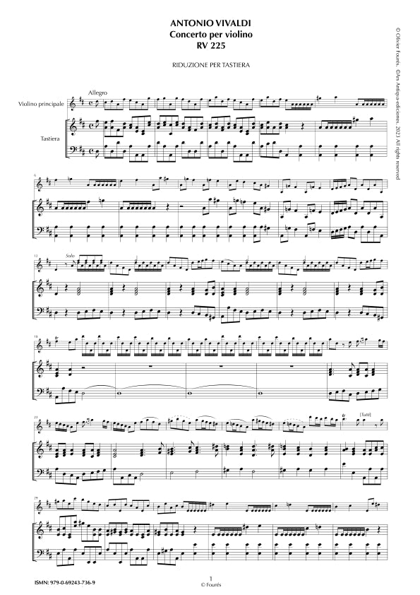 RV 225 Concerto per Violino in Re maggiore