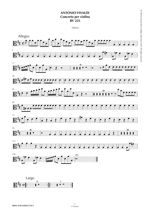 RV 225 Concerto per Violino in Re maggiore