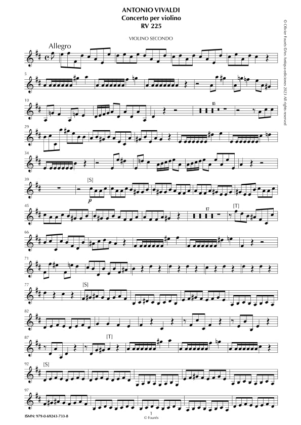 RV 225 Concerto per Violino in Re maggiore