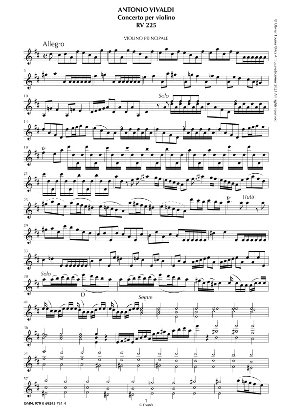 RV 225 Concerto per Violino in Re maggiore