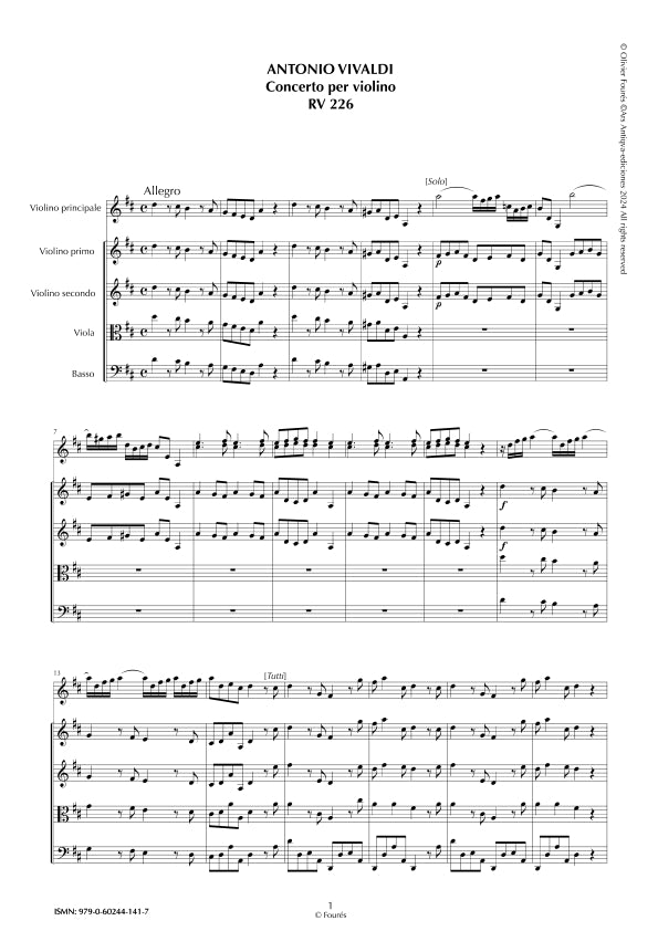 RV 226 Concerto per Violino in Re maggiore
