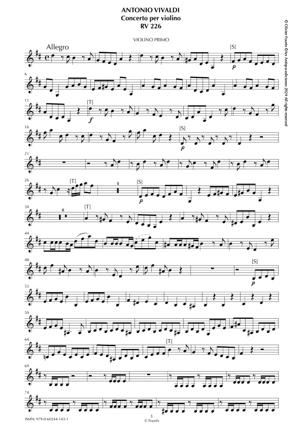 RV 226 Concerto per Violino in Re maggiore