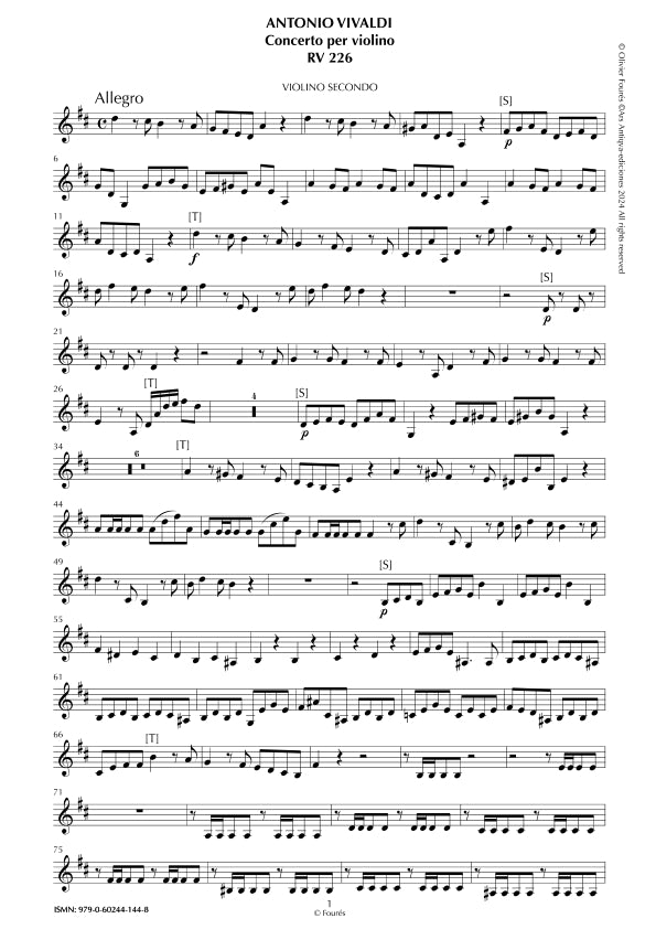 RV 226 Concerto per Violino in Re maggiore