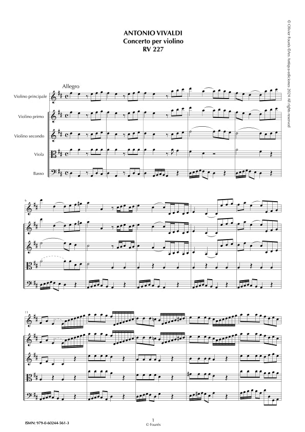 RV 227 Concerto per Violino in Re maggiore