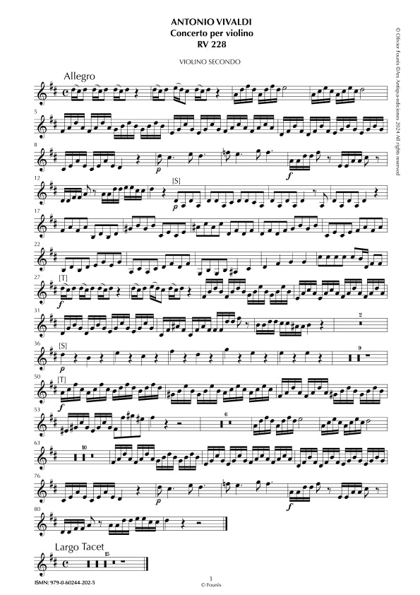 RV 228 Concerto per Violino in Re maggiore