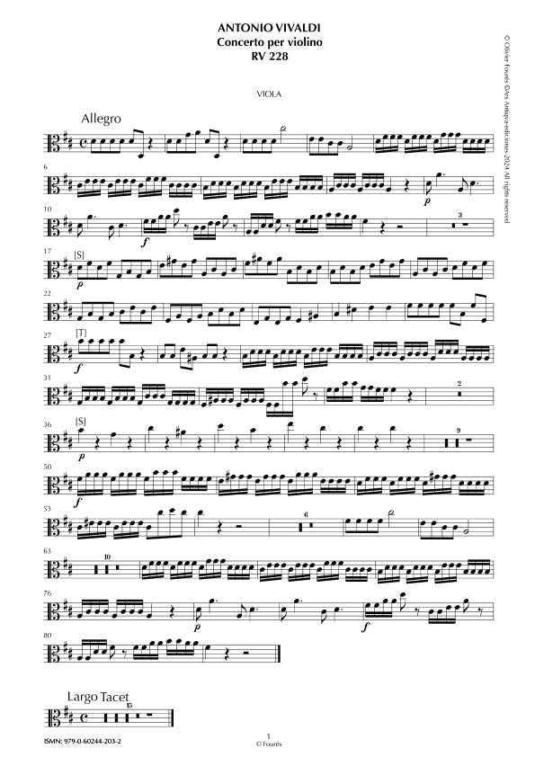 RV 228 Concerto per Violino in Re maggiore