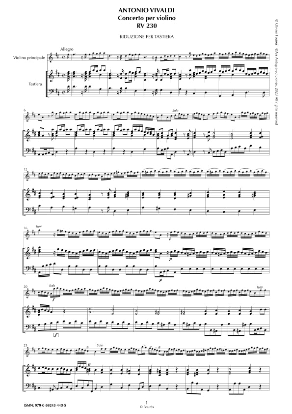 RV 230 Concerto per Violino in Re maggiore. "L´Estro armonico" Opera terza n.IX