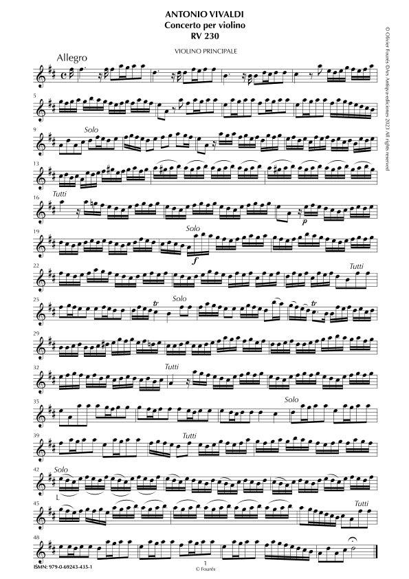 RV 230 Concerto per Violino in Re maggiore. "L´Estro armonico" Opera terza n.IX