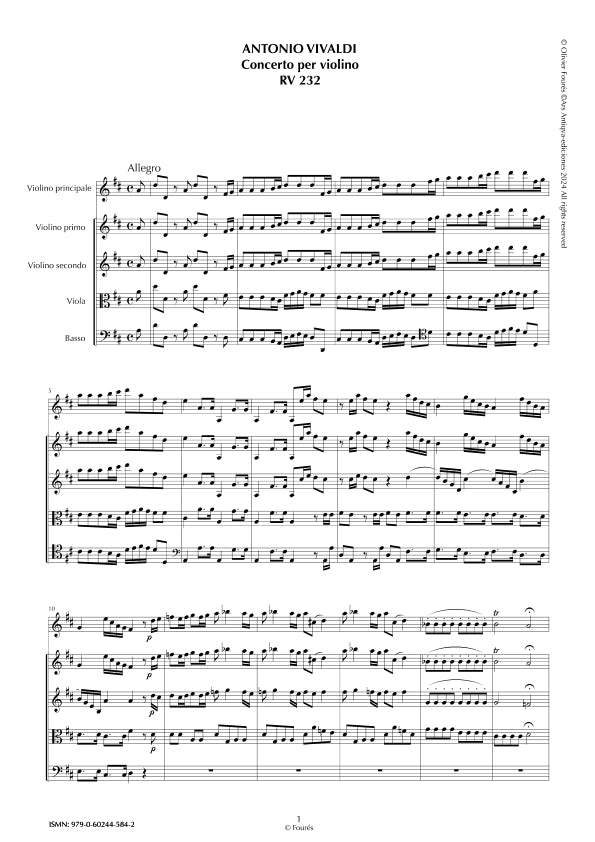 RV 232 Concerto per Violino in Re maggiore