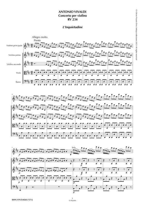 RV 234 Concerto per Violino in Re maggiore - L´INQUIETUDINE-
