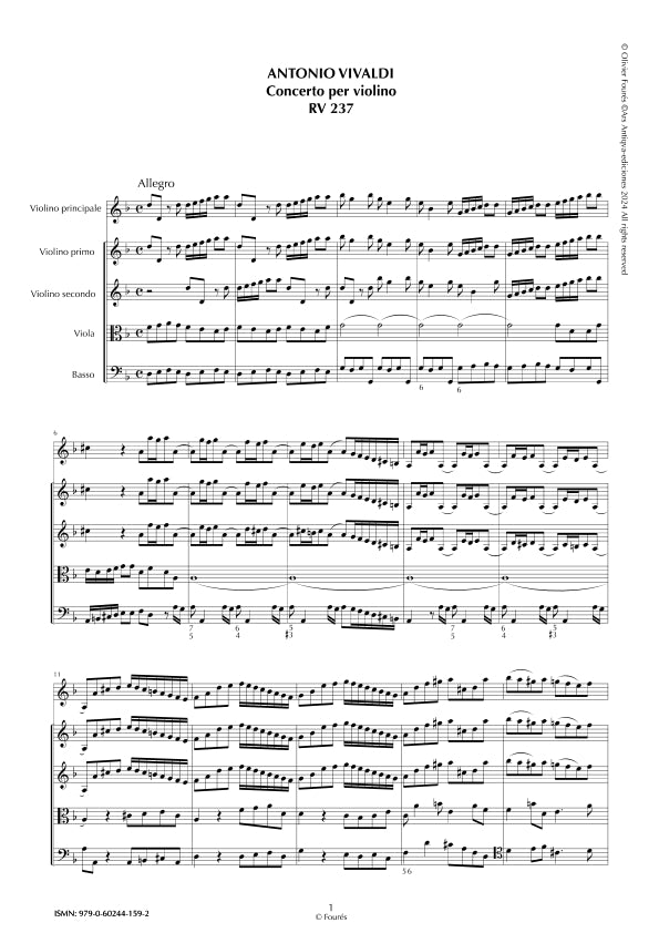 RV 237 Concerto per Violino in re minore