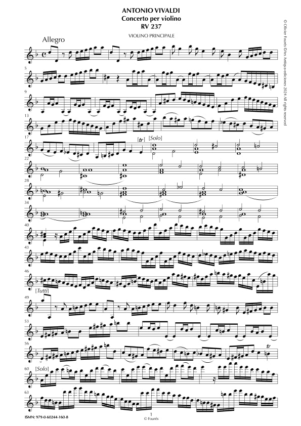 RV 237 Concerto per Violino in re minore