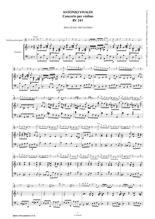 RV 241 Concerto per Violino in re minore
