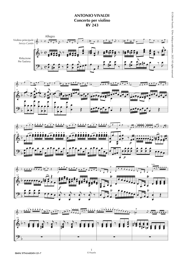 RV 243 Concerto per Violino in re minore - SENZA CANTIN-