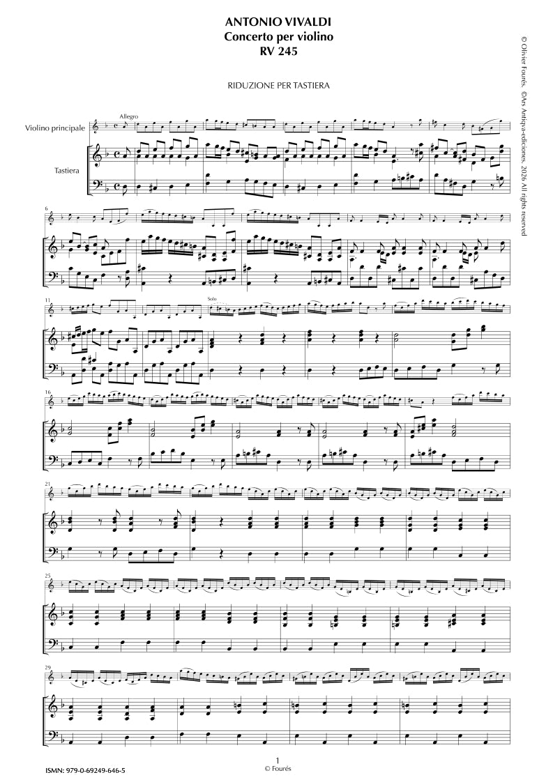 RV 245 Concerto per Violino in re minore