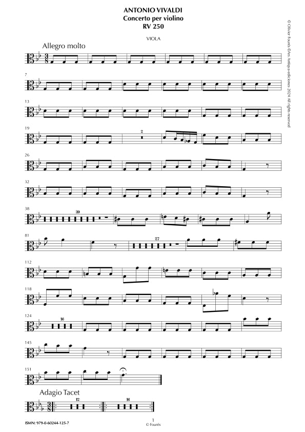 RV 250 Concerto per Violino in Mib maggiore