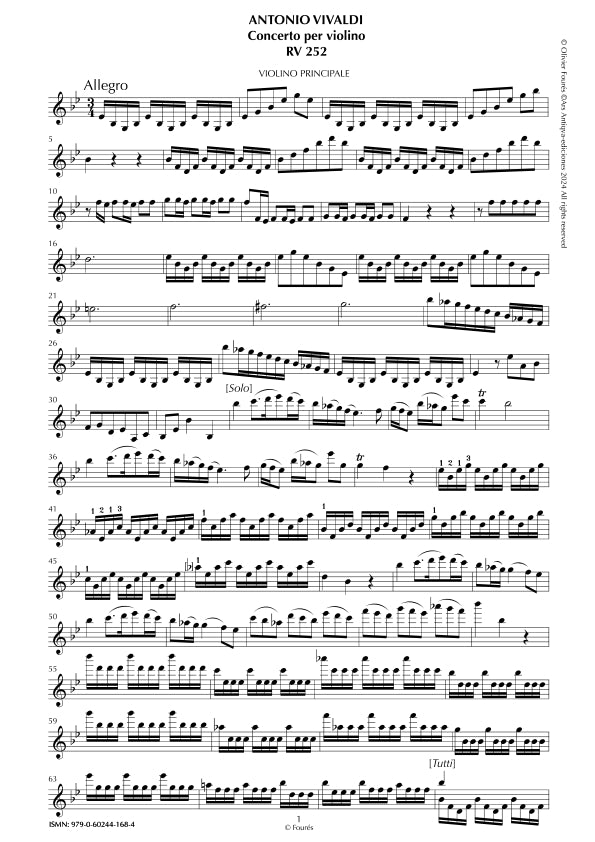 RV 252 Concerto per Violino in Mib maggiore