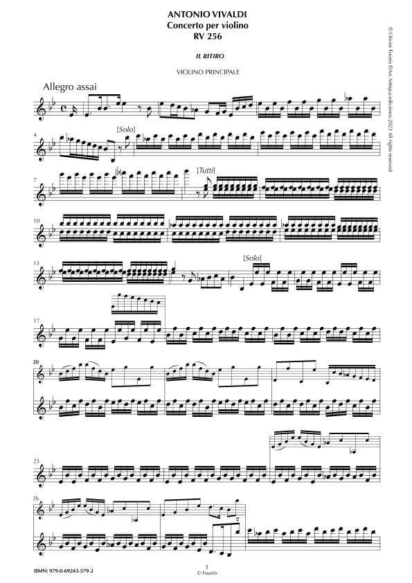 RV 256 Concerto per Violino in Mib maggiore -IL RITIRO-