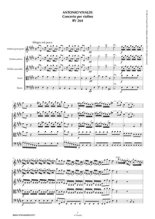 RV 264 Concerto per Violino in Mi maggiore