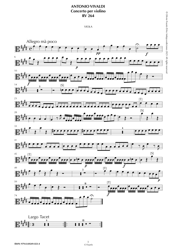 RV 264 Concerto per Violino in Mi maggiore