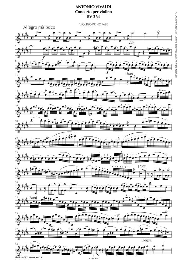 RV 264 Concerto per Violino in Mi maggiore