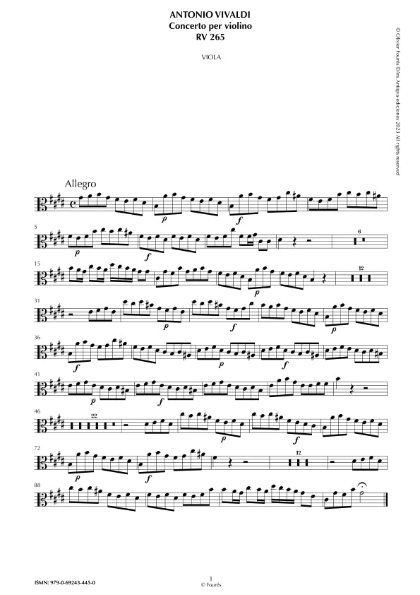 RV 265 Concerto per Violino in Mi maggiore. "L´Estro armonico" Opera terza n.XII