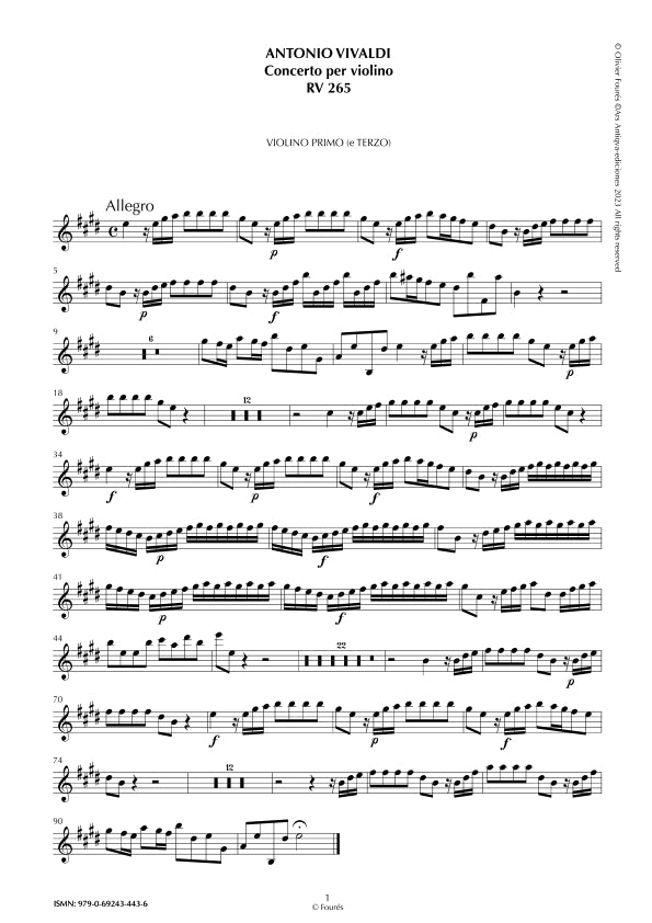 RV 265 Concerto per Violino in Mi maggiore. "L´Estro armonico" Opera terza n.XII