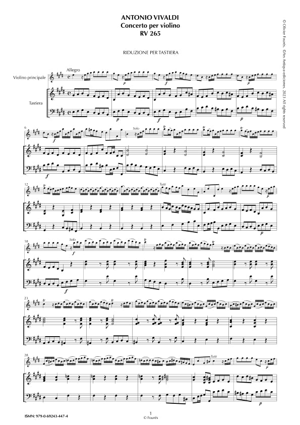 RV 265 Concerto per Violino in Mi maggiore. "L´Estro armonico" Opera terza n.XII