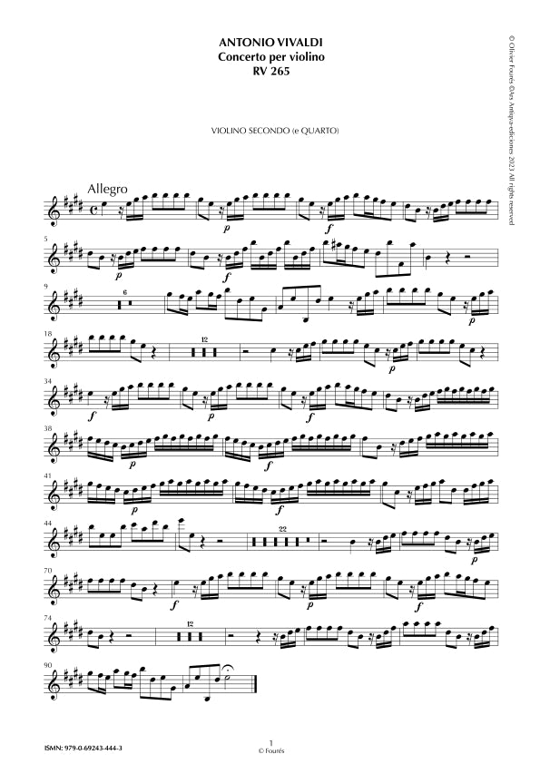 RV 265 Concerto per Violino in Mi maggiore. "L´Estro armonico" Opera terza n.XII