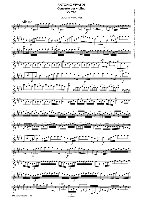RV 265 Concerto per Violino in Mi maggiore. "L´Estro armonico" Opera terza n.XII