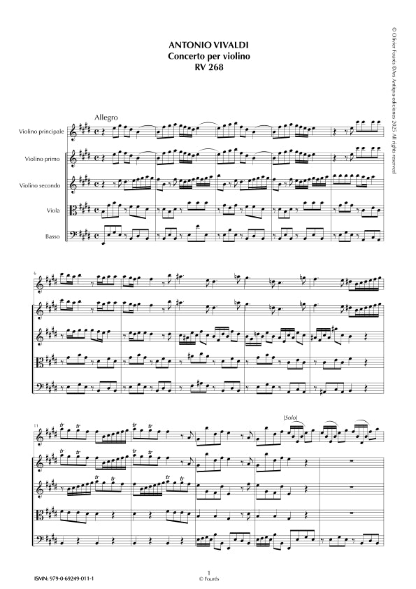 RV 268 Concerto per Violino in Mi maggiore