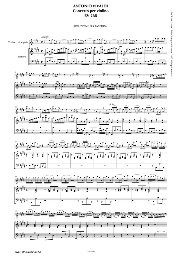 RV 268 Concerto per Violino in Mi maggiore