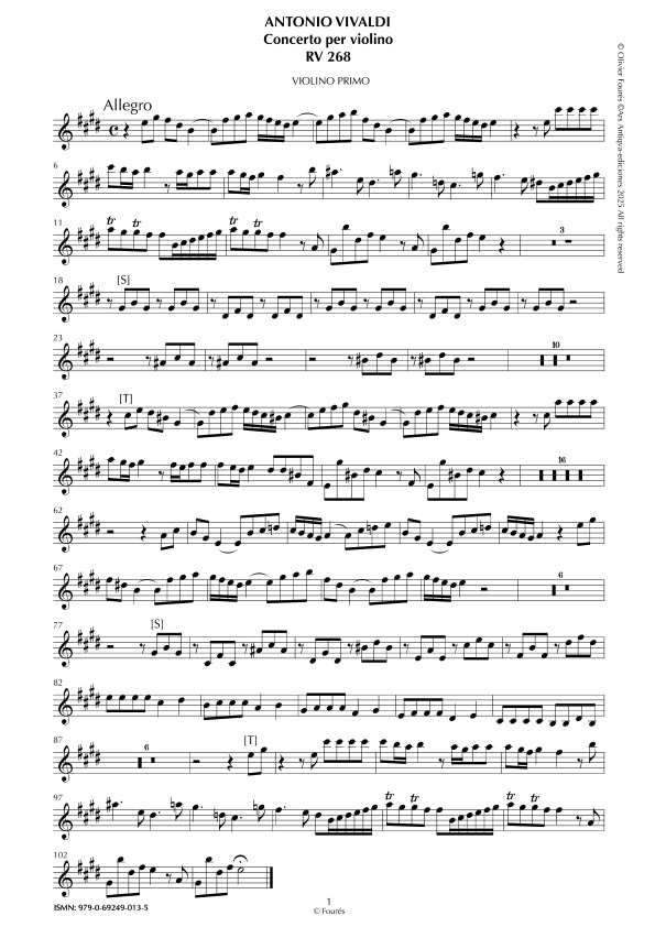 RV 268 Concerto per Violino in Mi maggiore