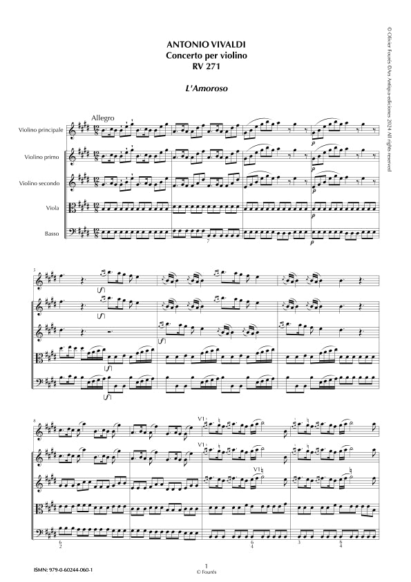 RV 271 Concerto per Violino in Mi maggiore -L´AMOROSO-