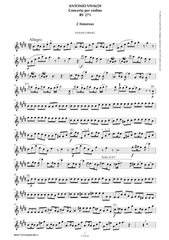 RV 271 Concerto per Violino in Mi maggiore -L´AMOROSO-