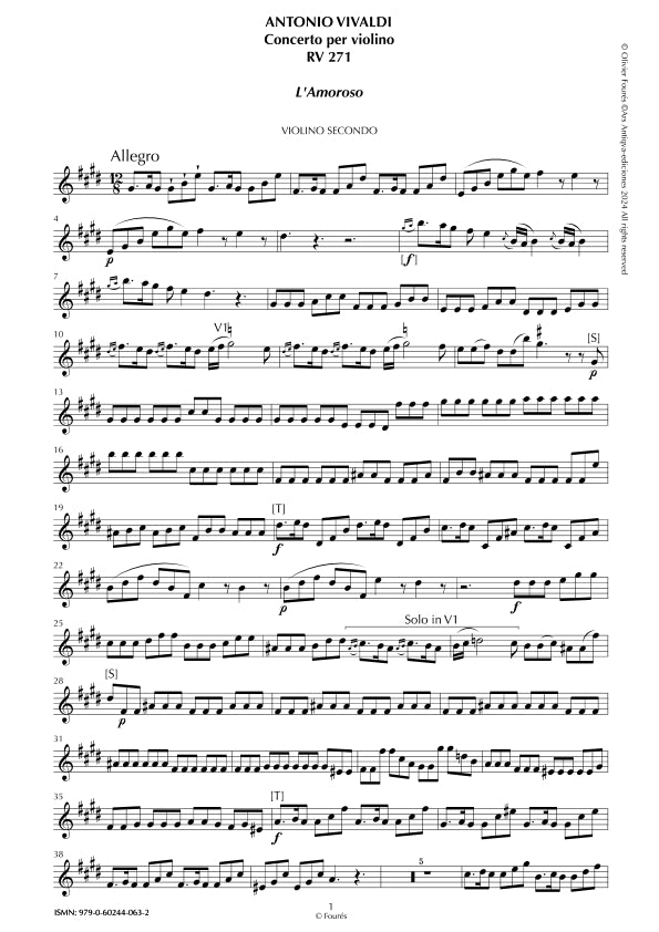 RV 271 Concerto per Violino in Mi maggiore -L´AMOROSO-