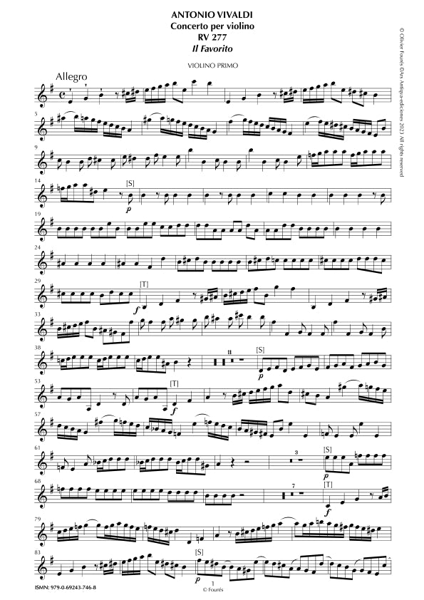 RV 277 Concerto per Violino in mi minore - IL FAVORITO- opera undicesima n.II