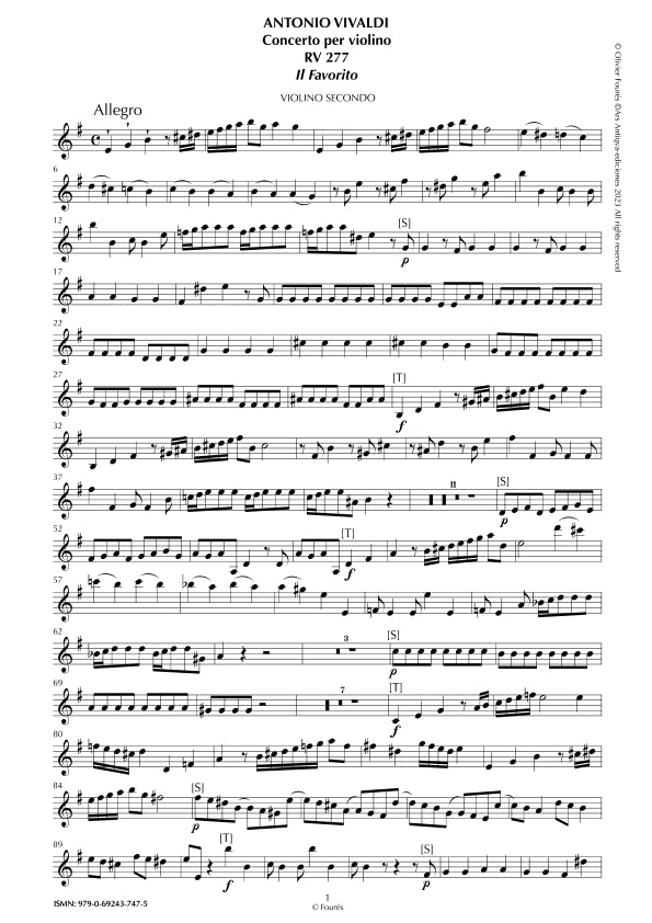 RV 277 Concerto per Violino in mi minore - IL FAVORITO- opera undicesima n.II