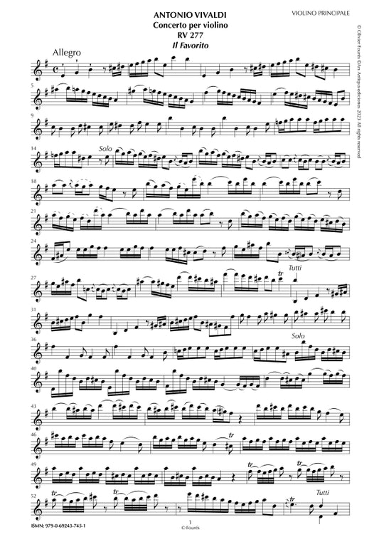 RV 277 Concerto per Violino in mi minore - IL FAVORITO- opera undicesima n.II