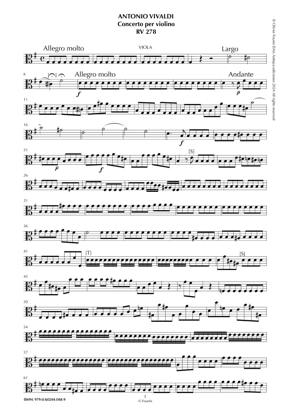 RV 278 Concerto per Violino in mi minore